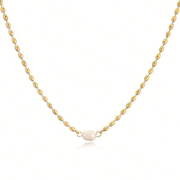 Yellow Gold Women's Luxury Vintage Style Gold Plated Stainless Steel Necklace - Picture 5 of 7